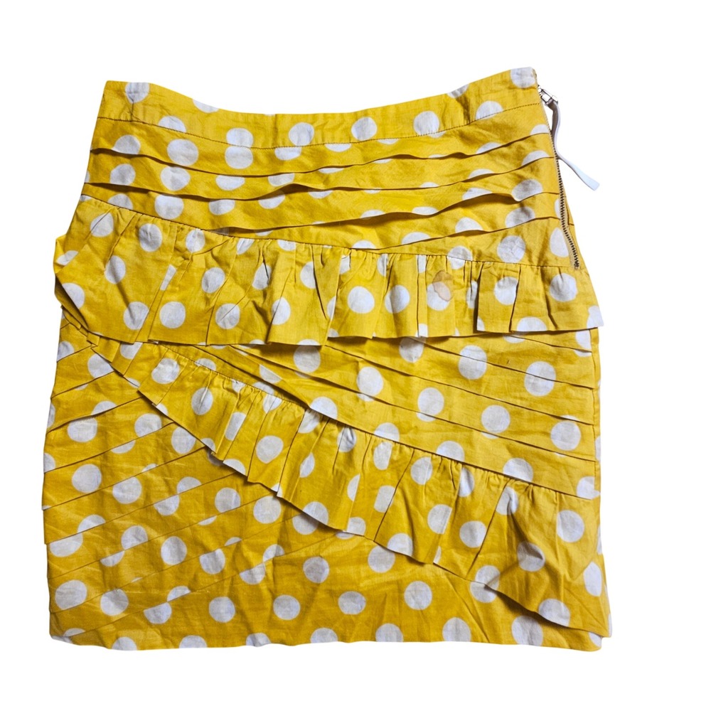 Leifsdottir Polka Dot Ruffle Mini Skirt 0 Tiered Pleated Cotton Eclectic Summer